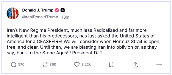 Trumps Tweet auf TruthSocial