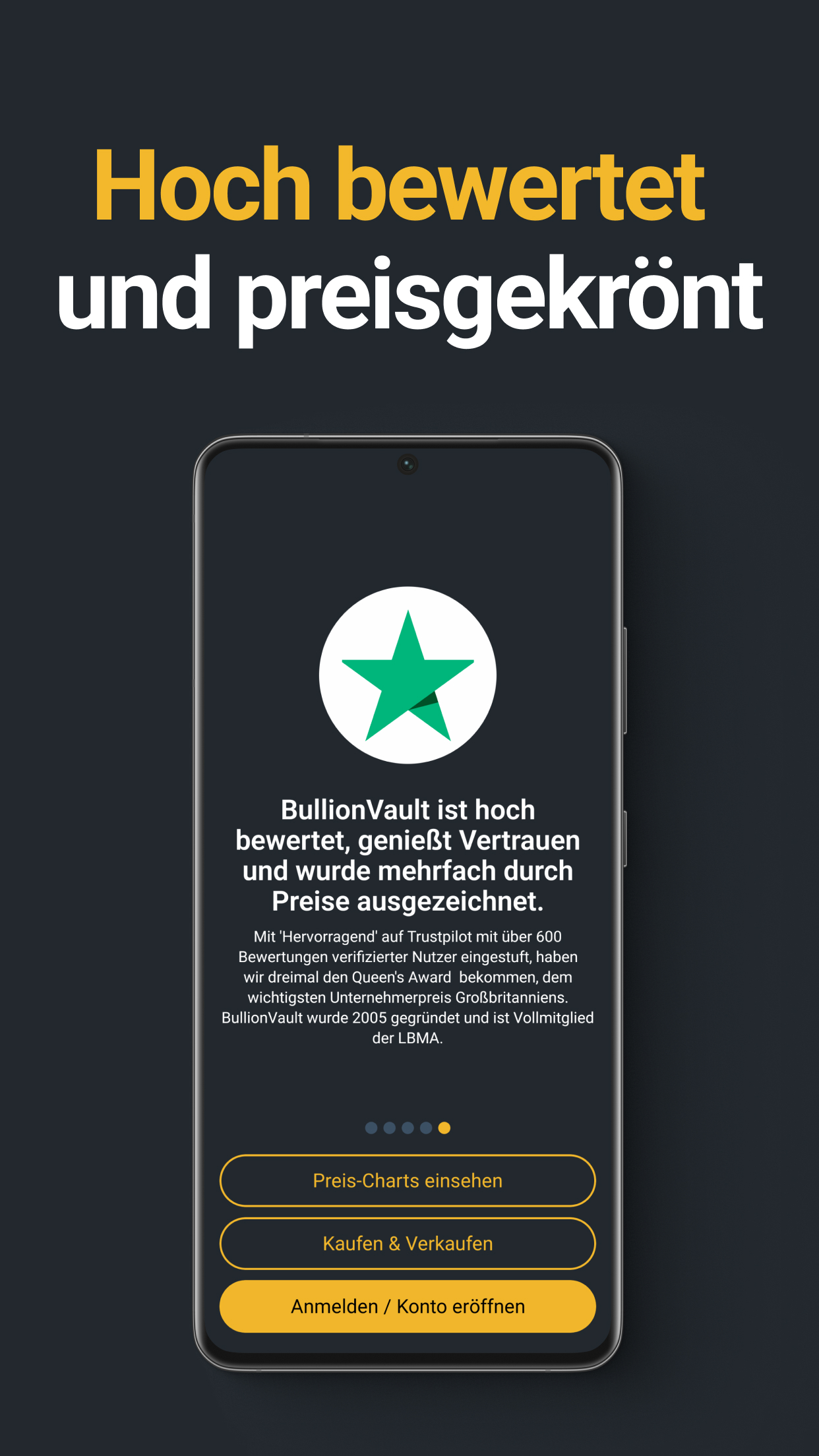 Bestbewertet und preisgekrönt. Vollmitglied der LBMA.
